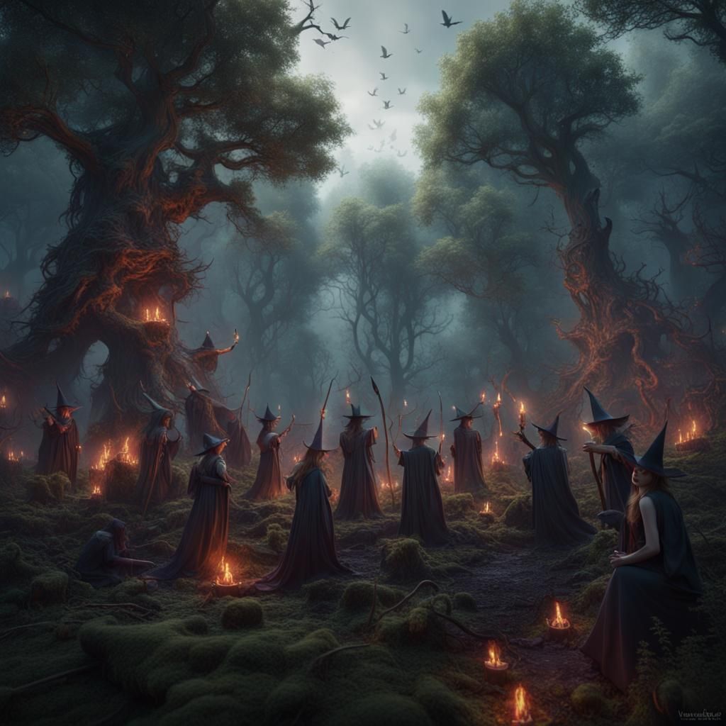 Witches sabbath in the clearing