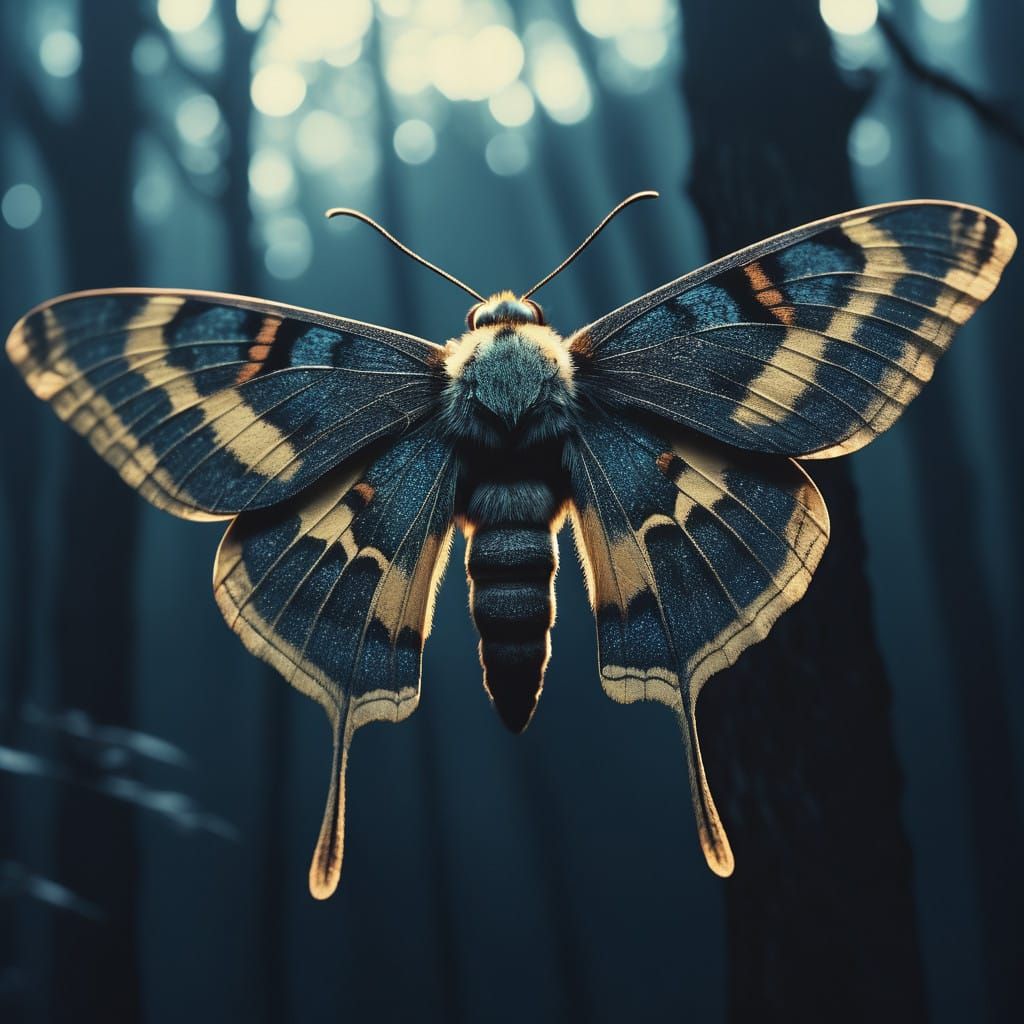 Majestic Moth in Gothic Egyptian Patterns Soars Through the ...