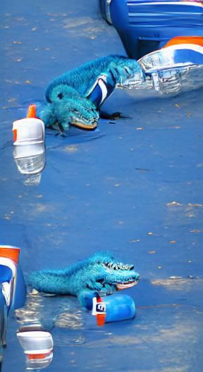 Blue Alligator Enjoys Blue Gatorade