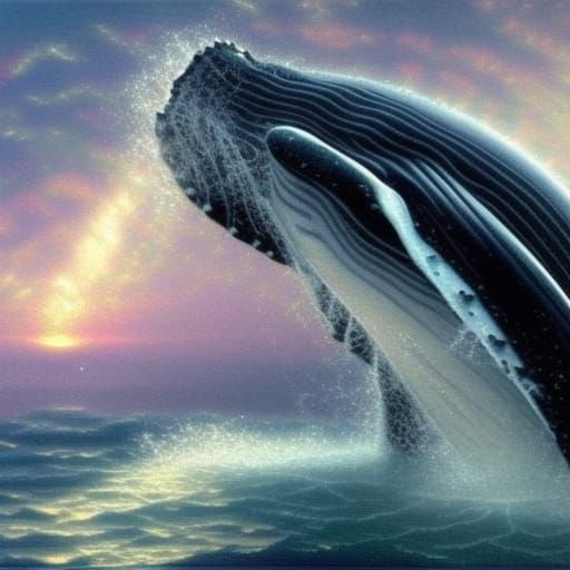Humpback Whales in Space: Ethereal Fantasy Art