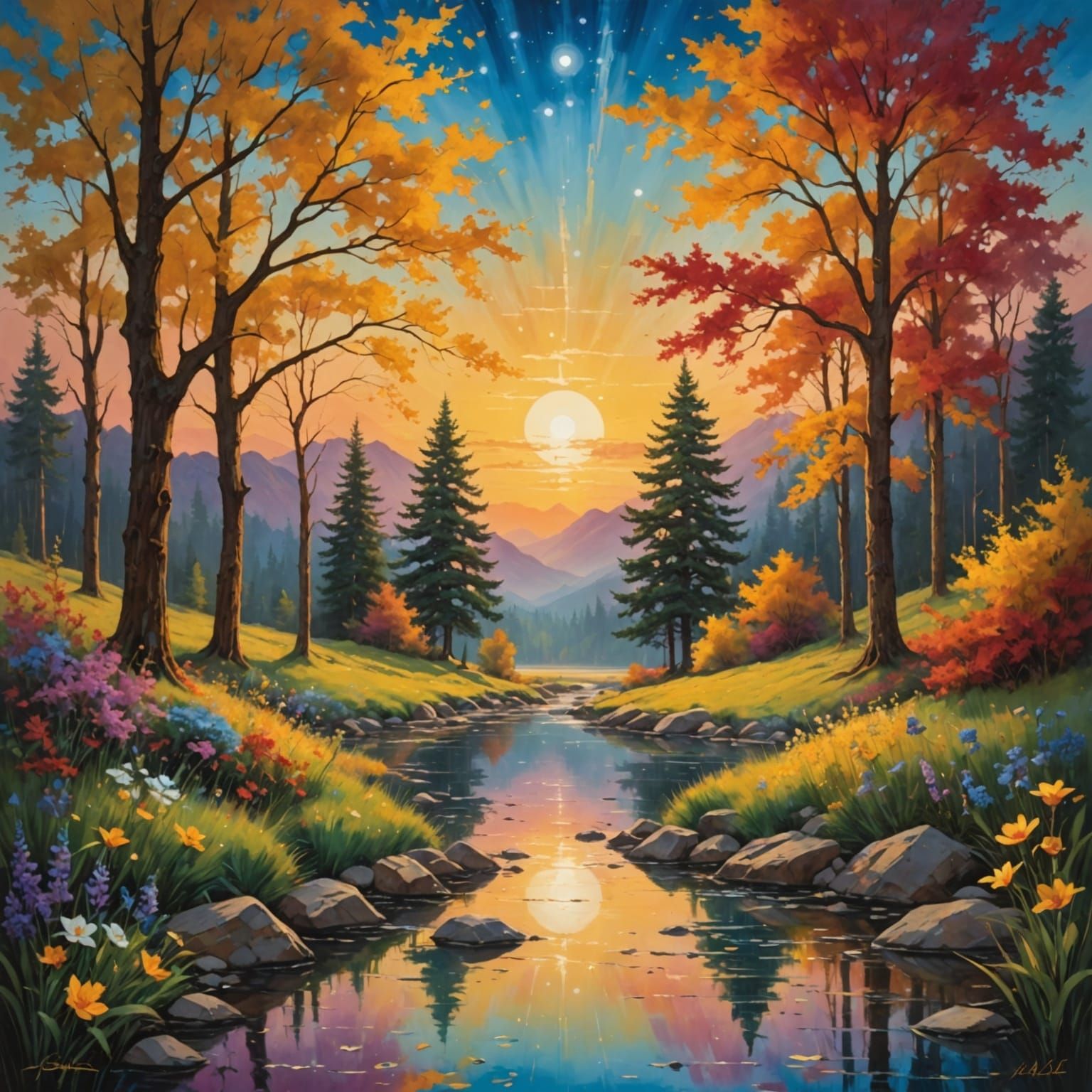 Vibrant Fantasy Realm Unfolds in Golden Light