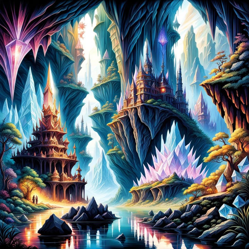 Luminous Crystal Cave Fairytale Masterpiece