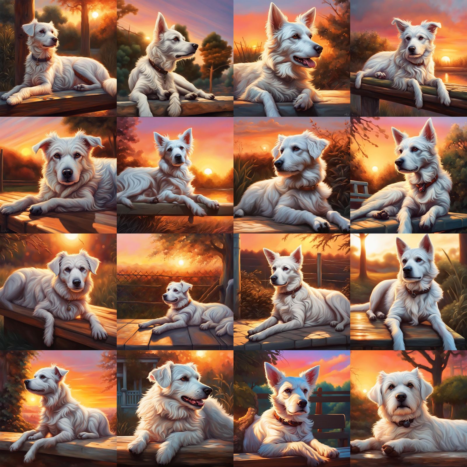 Hyperrealistic Dog at Sunset in Splash Art Style