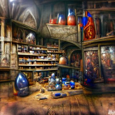 Medieval Alchemist Workshop with Magic Substances