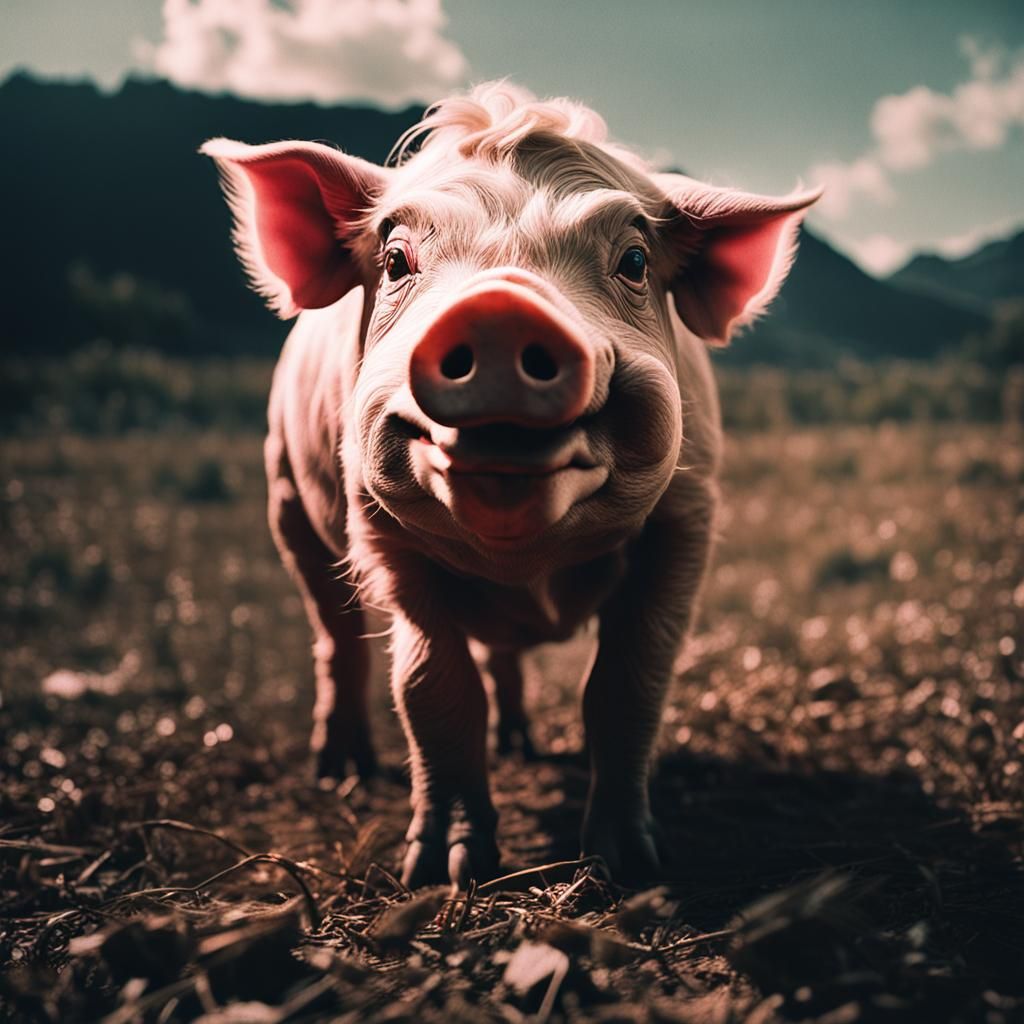 Cinematic Little Piggy in Film Style