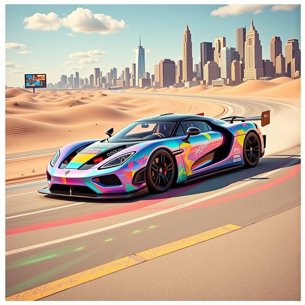 Futuristic New York Cityscape with Koenigsegg Agera RS