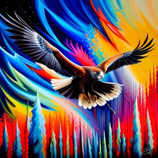 Wedge-tailed Eagle and Rabbit in Graffiti Art