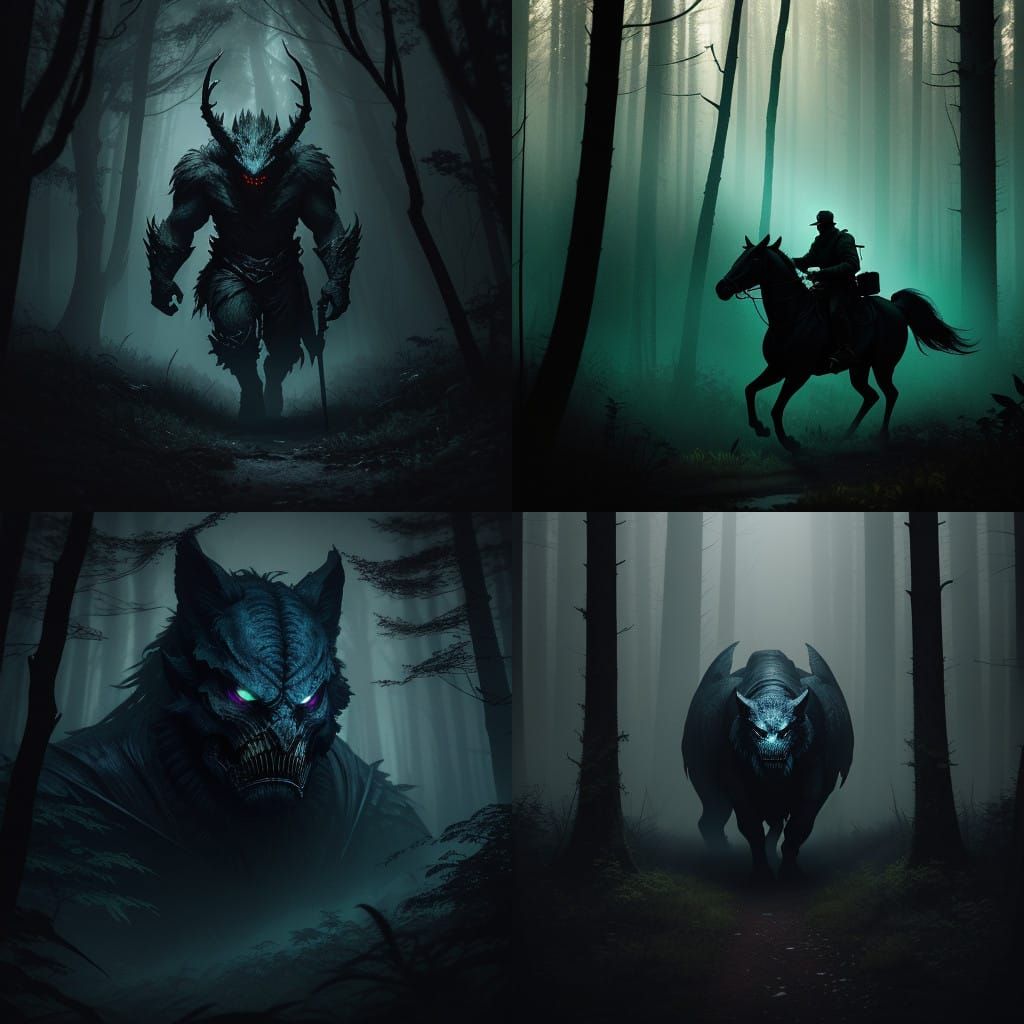 Epic Dark Forest Chase at Night in Cinematic Film Style