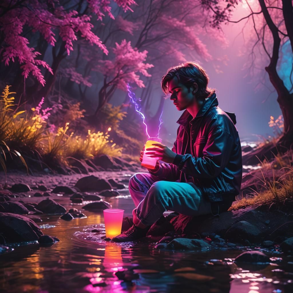 Synthwave Drinker by Creek in Neon Retro Style