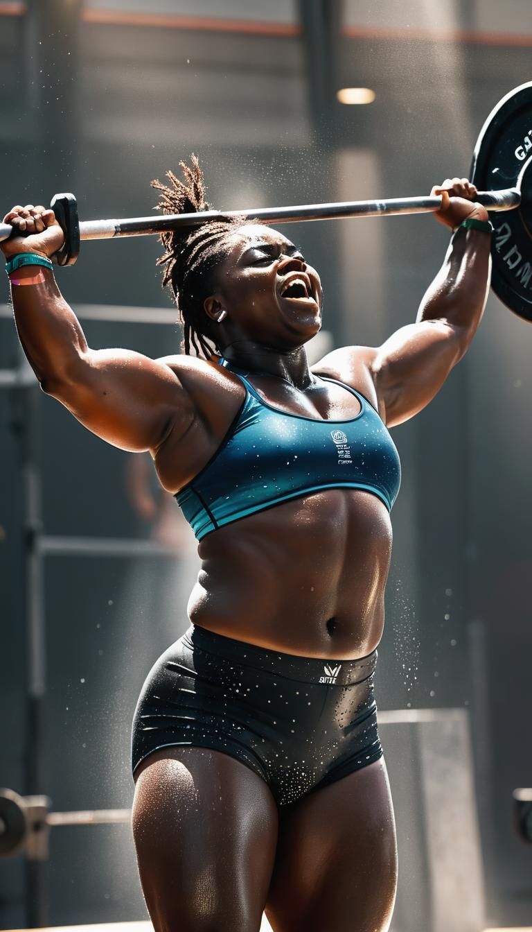 Powerful Woman Weightlifter in Golden Hour