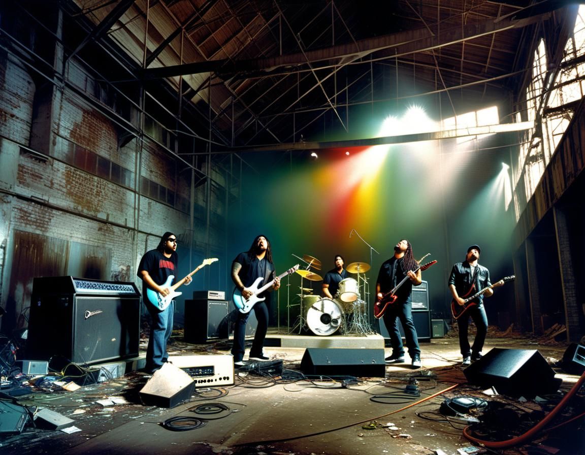 Hyperrealistic Nu Metal Band Rocks Abandoned Warehouse