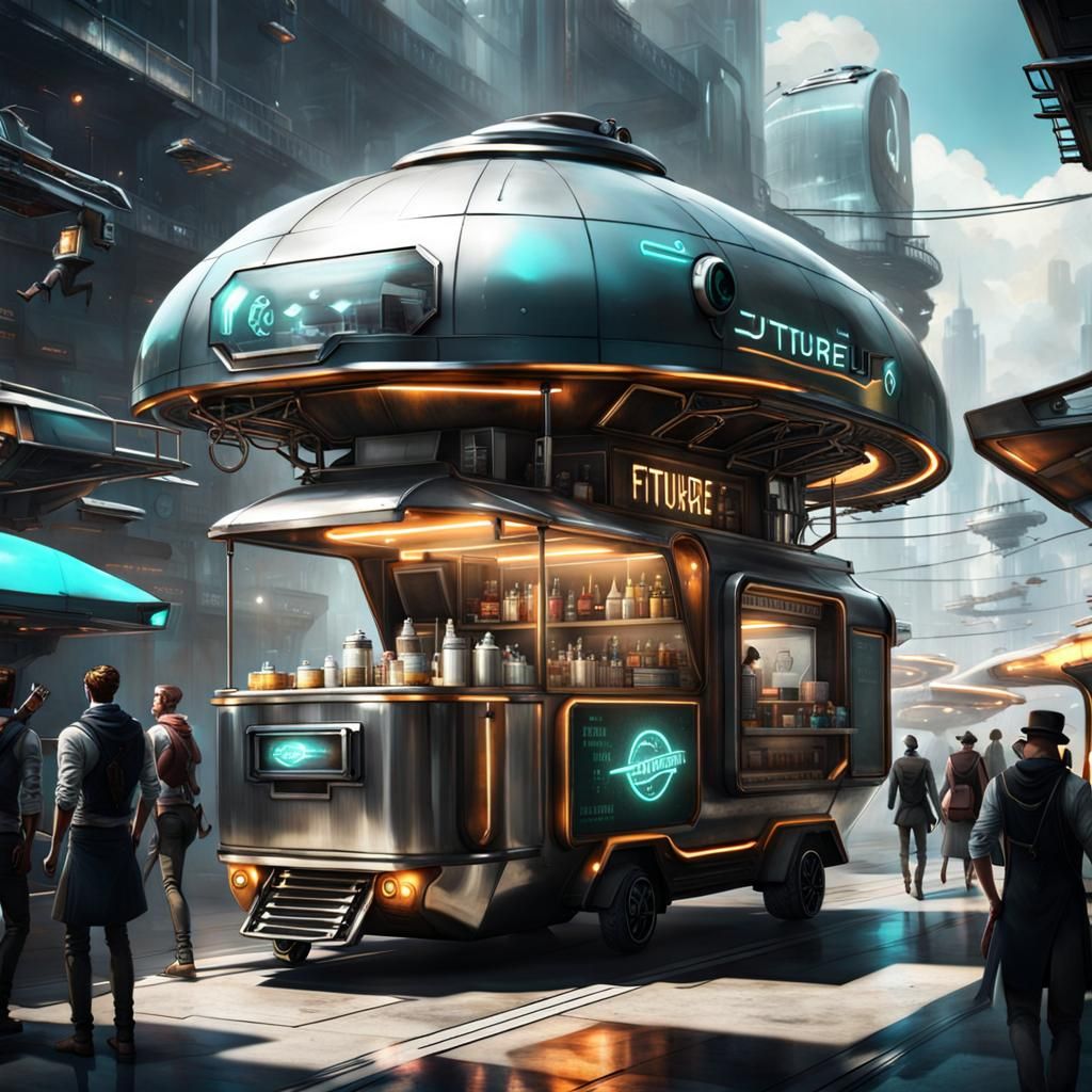 Futurepunk Steampunk Food Truck in Space