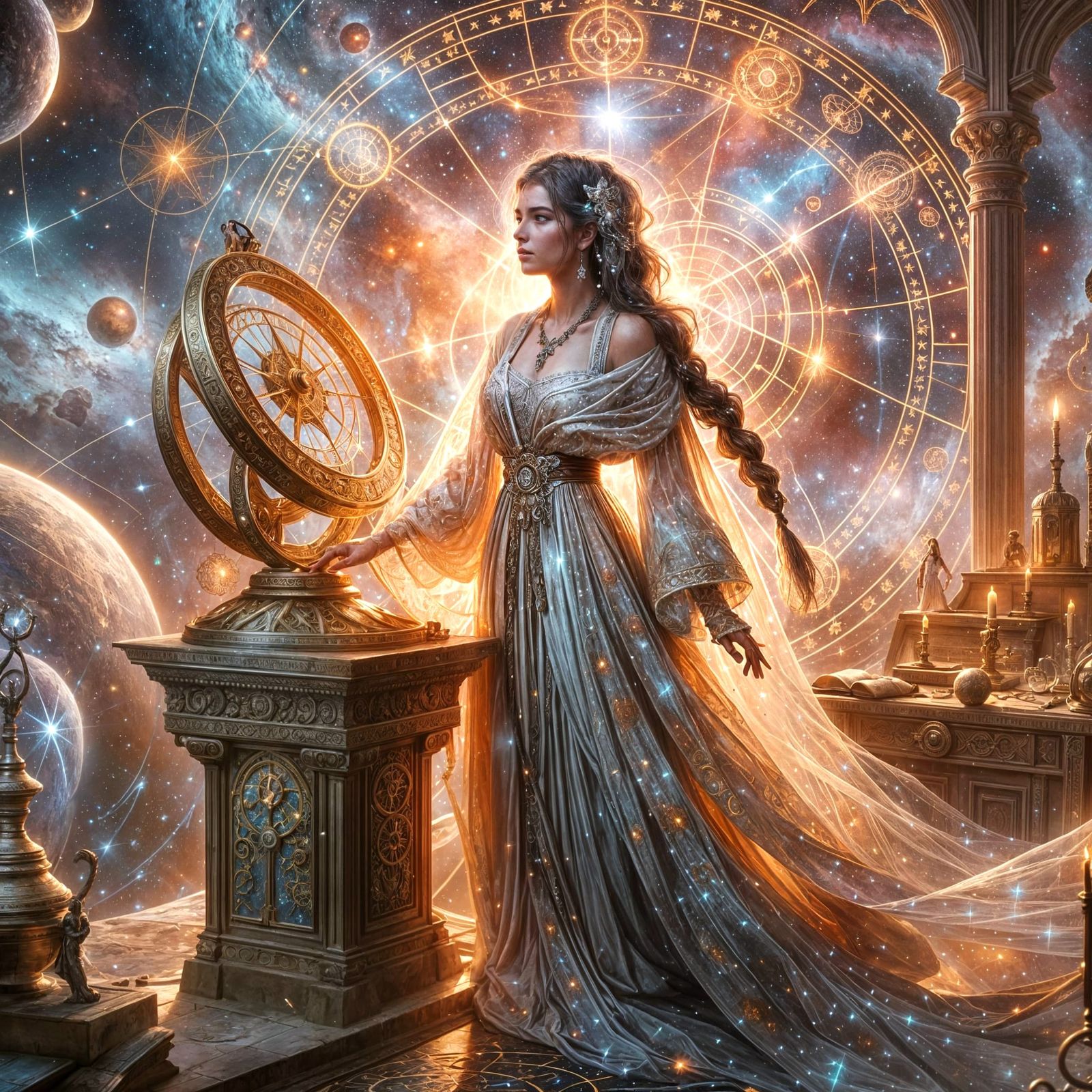 Celestial Navigator Charts Astral Currents in Art Nouveau St...