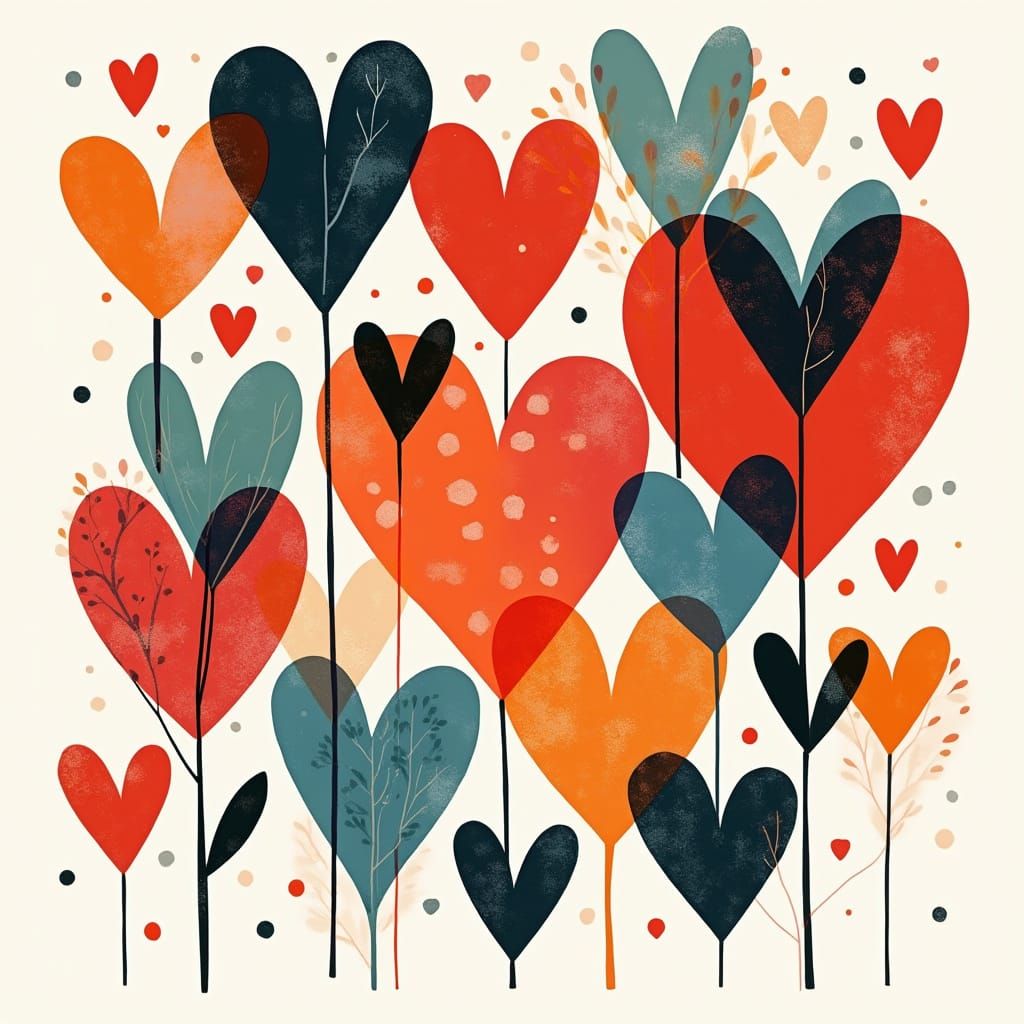 Vibrant Hearts in Graphic Style