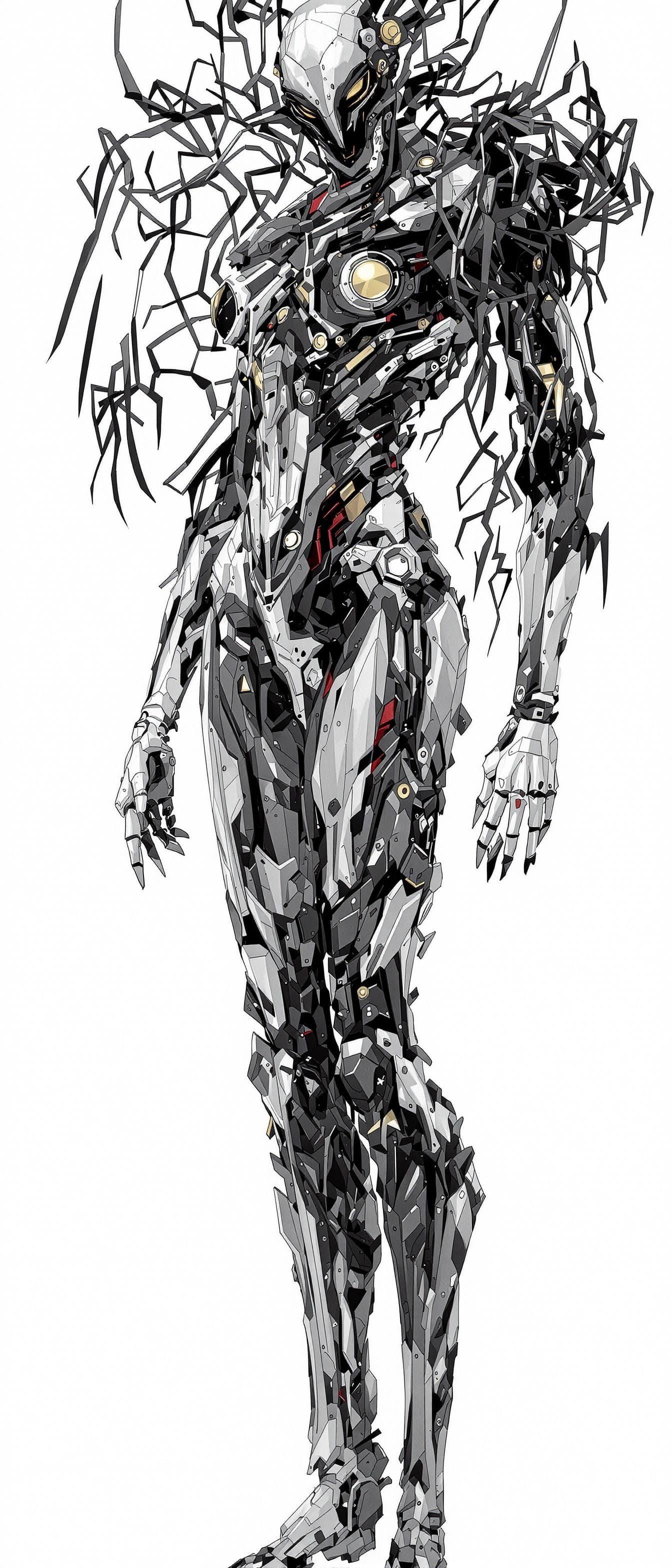 Cybernetic Shell in a Cyberpunk Future, Sleek and Foreboding