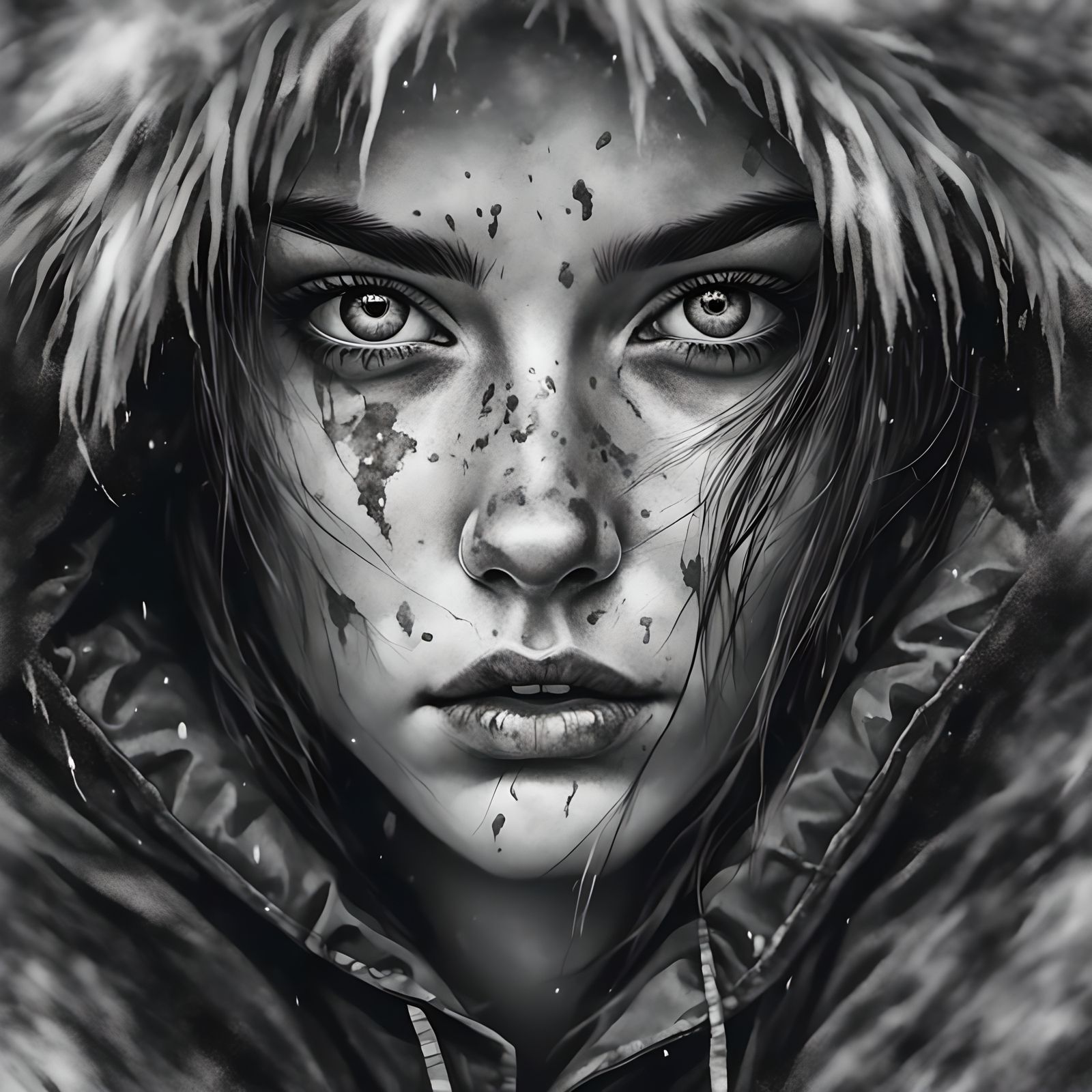 Pencil Sketch: Woman in Parka
