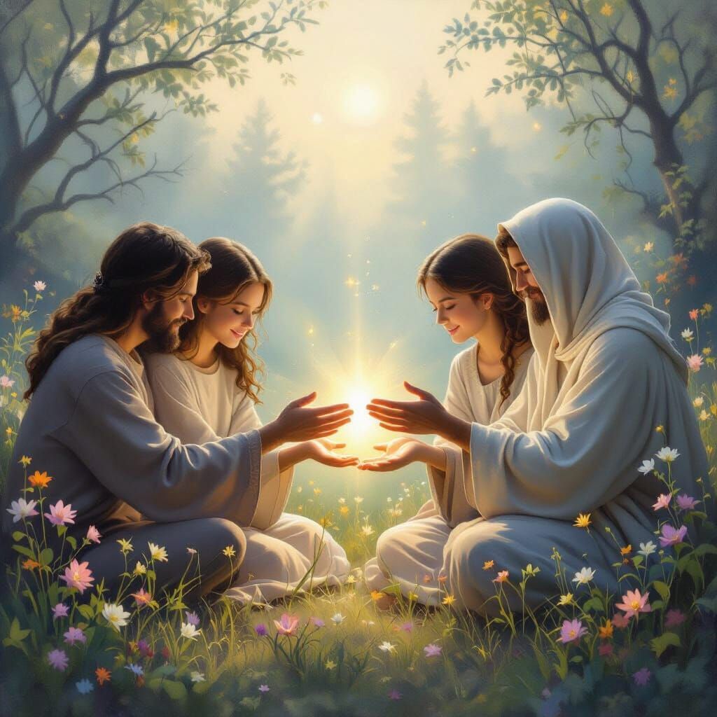 Divine Grace: Illuminated Hands in Compassionate Christian A...