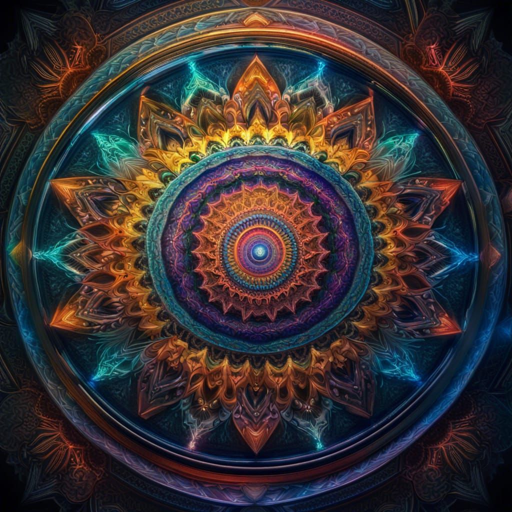 Colorful Holographic Mandala in HDR