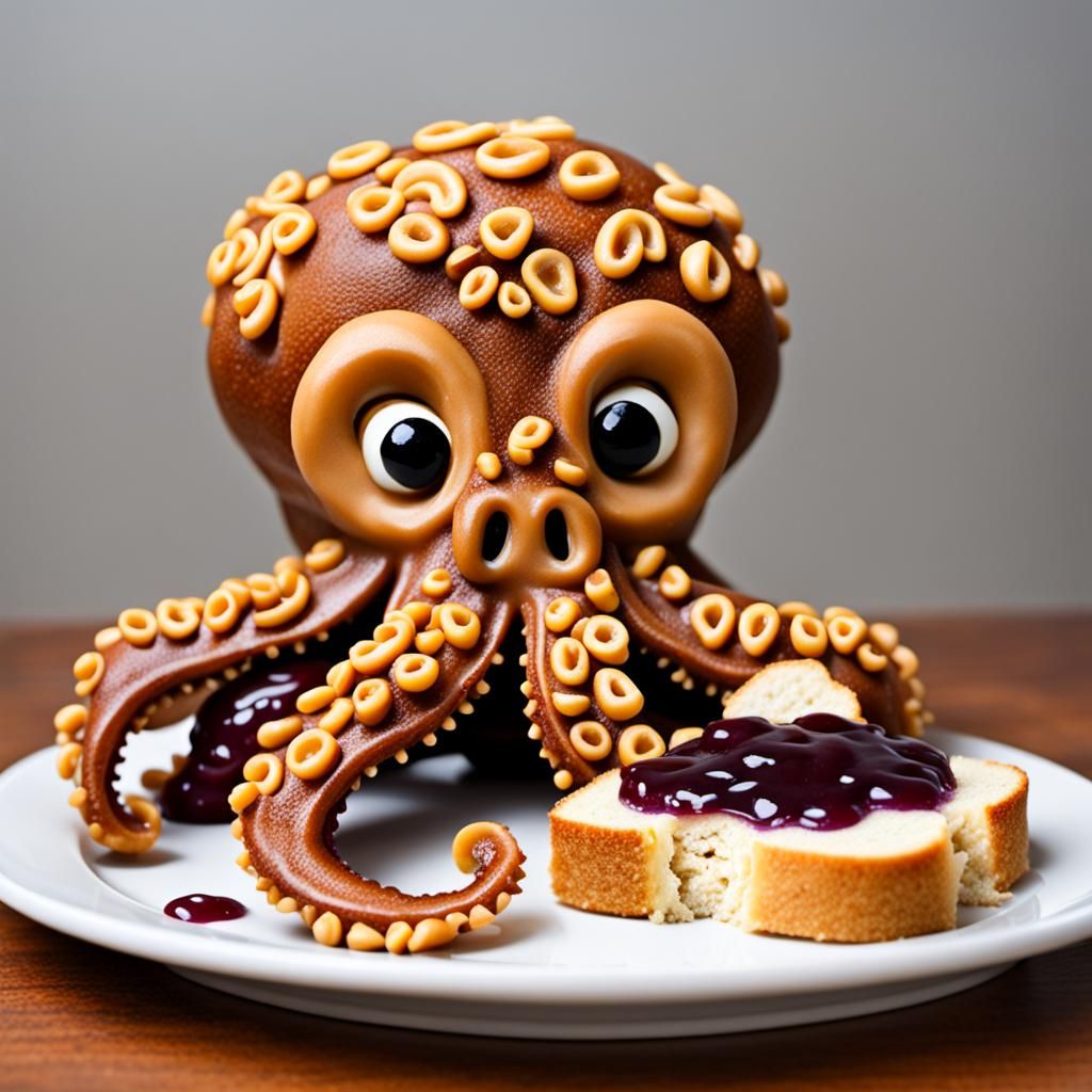 Peanut Butter Jelly Octopus Stealing Bread