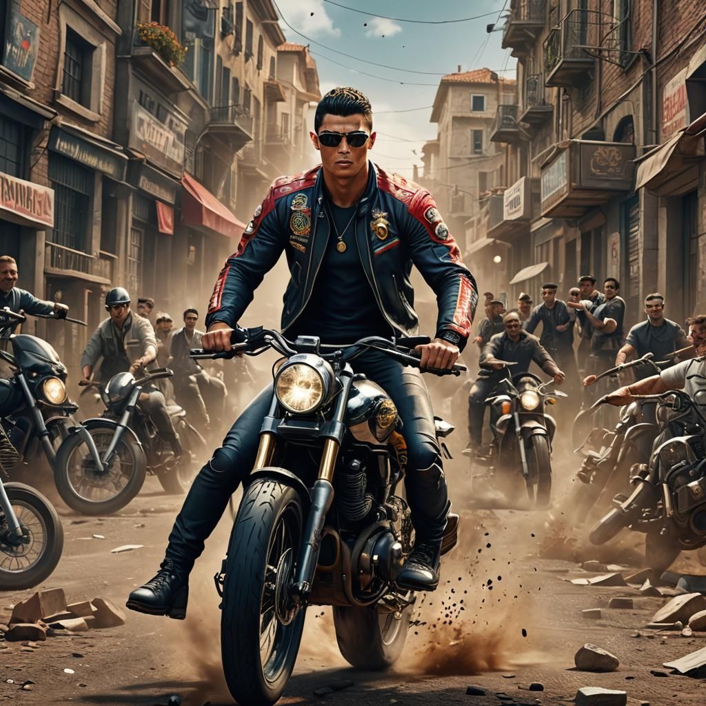 Cristiano Ronaldo as Bikeriders Character: Detailed Matte Pa...