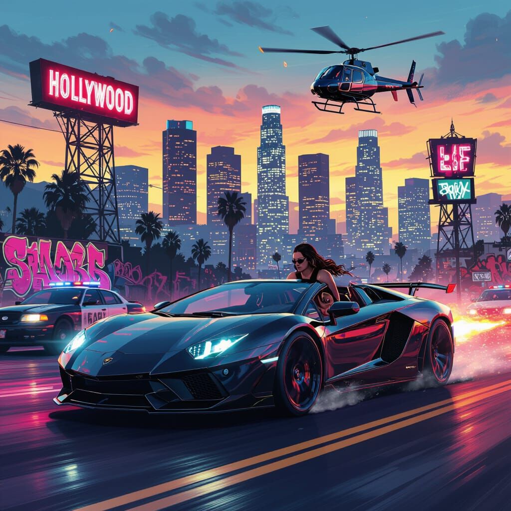 GTA-Inspired Car Chase Through Dystopian Los Angeles
