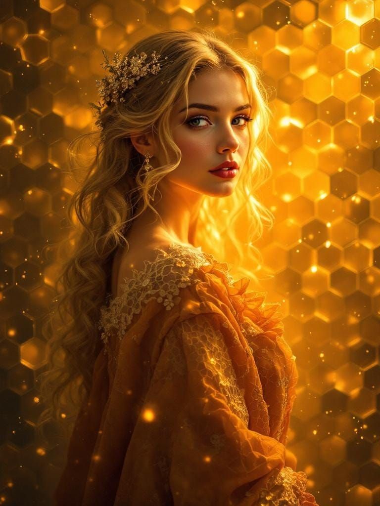 Translucent Honeycomb Neural Network Overlay in Tonalist Sty...