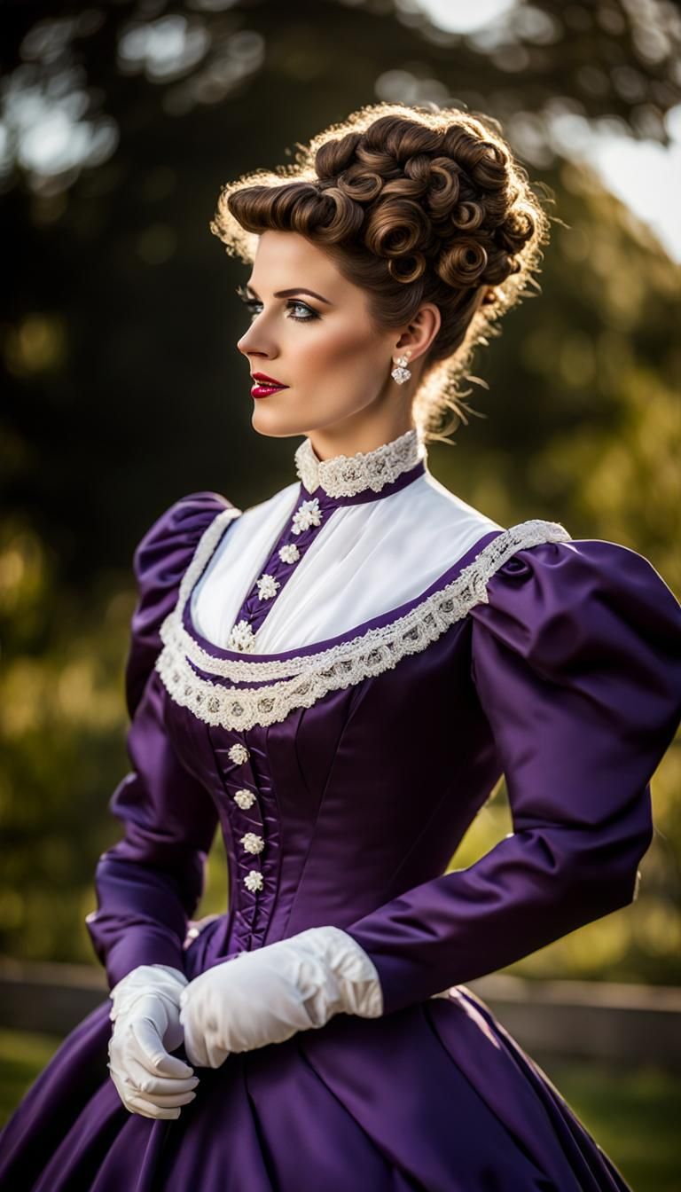 Elegant Woman at Country Fair in 1890s Style