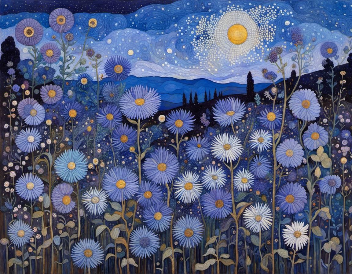 Asters in Whispers: Intricate Floral Masterpiece