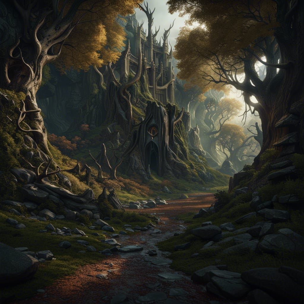 Detailed Matte Painting of Beautiful Mirkwood Forest