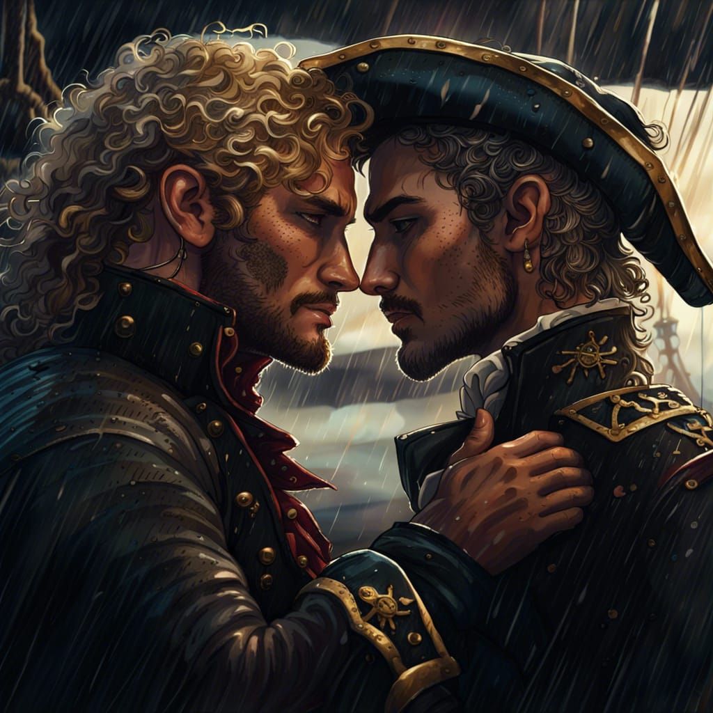 Pirates in Love: A Romantic Seafaring Scene