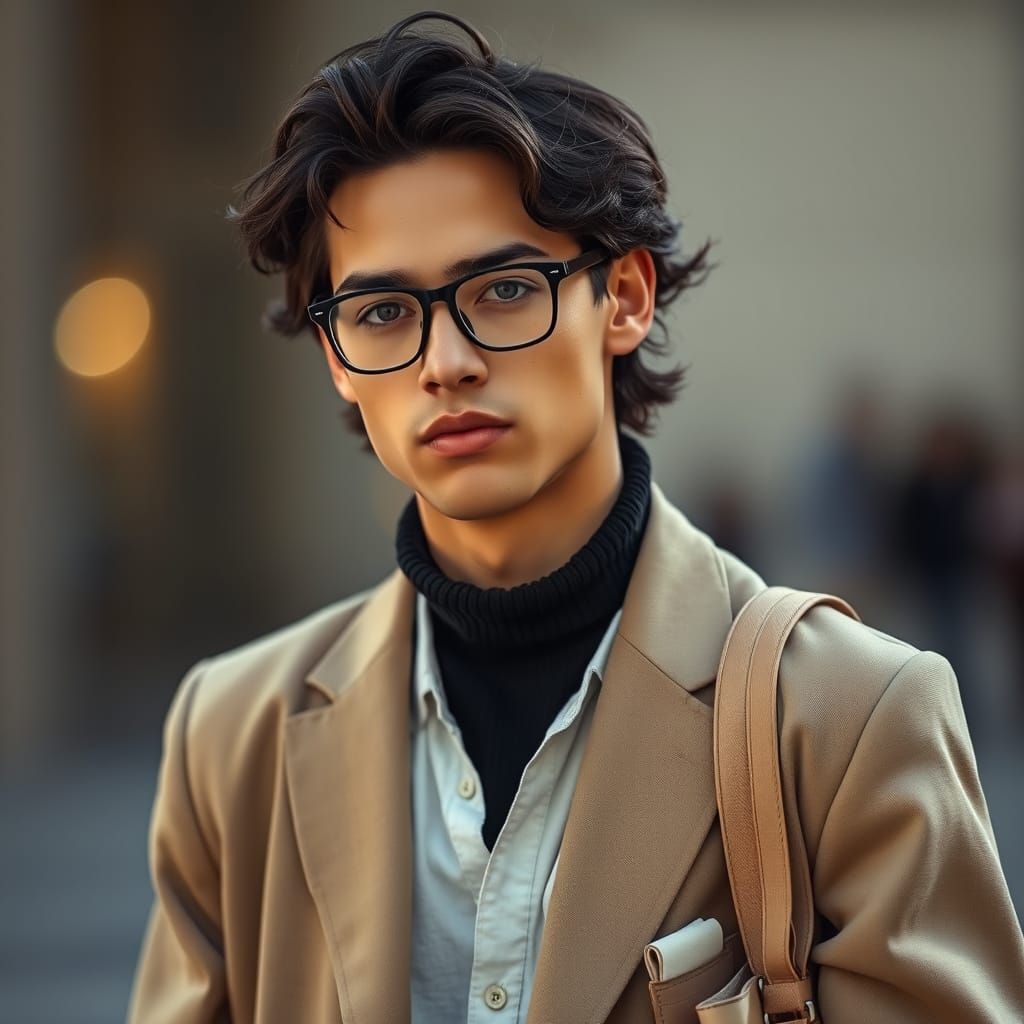 Photorealistic Portrait of Eli Vergara in Muted Tones