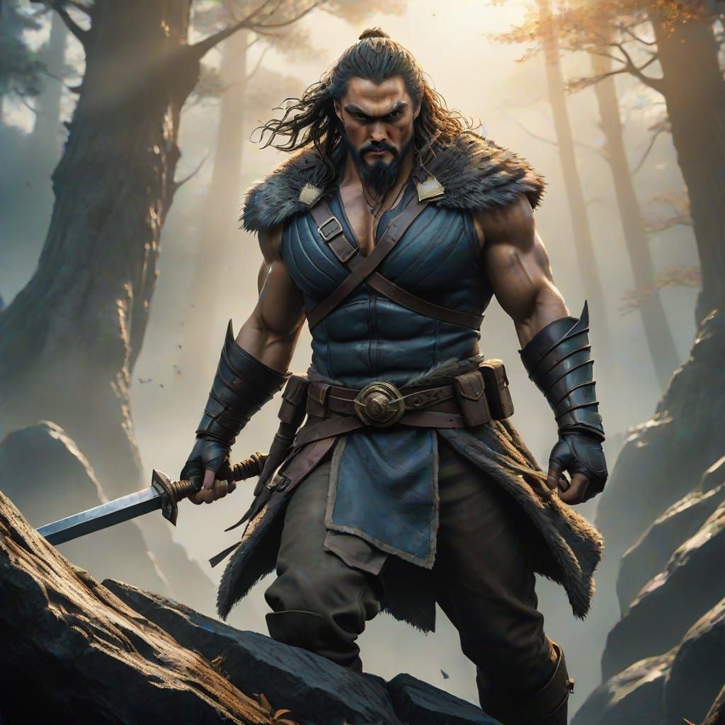 Jason Momoa as Baba Voss in Epic Action Pose