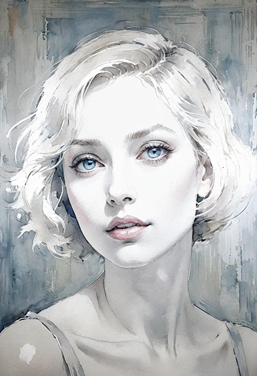 Elegant Woman with Blue Eyes in Impressionist Style