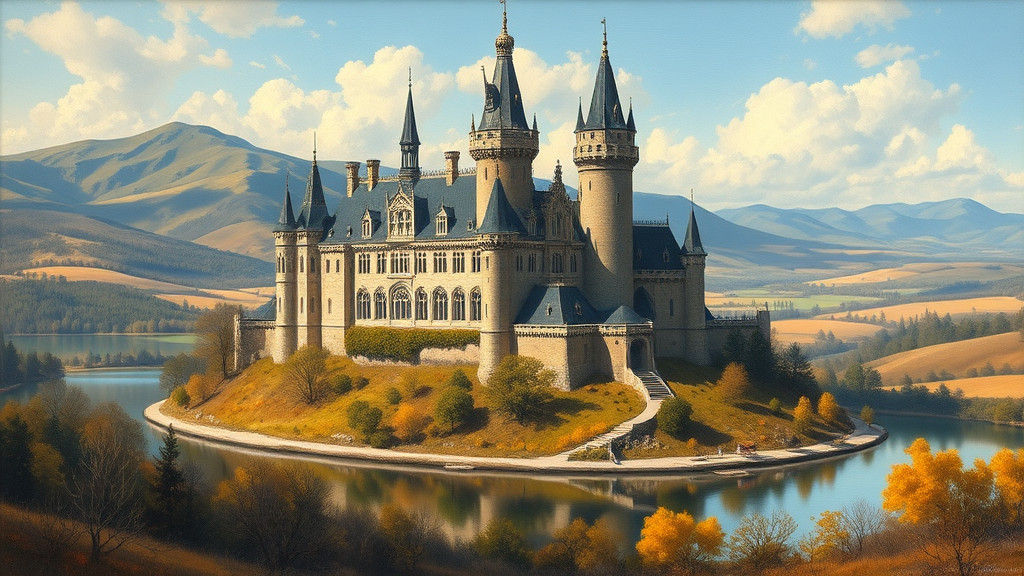 Majestic Castle in Romantic Renaissance Landscape