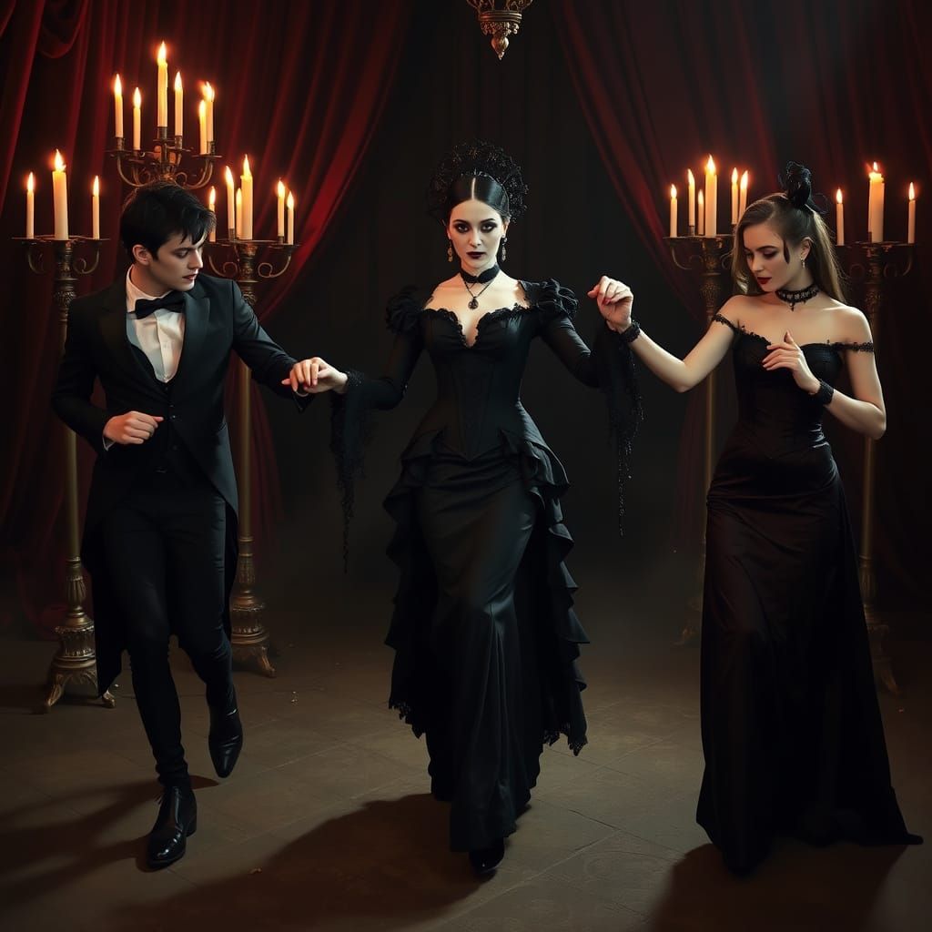 Gothic Queen Dancing in Mystical Atmosphere