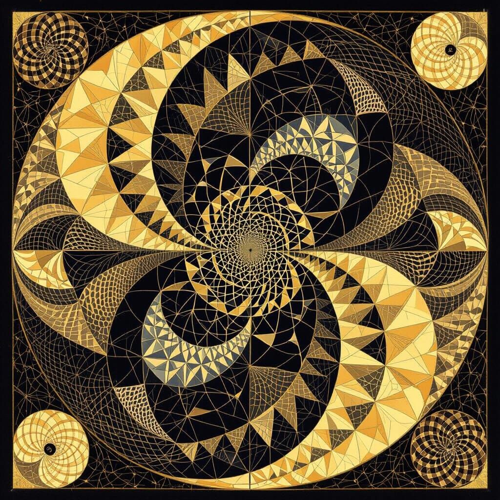Golden Ratio in Spirals and Geometric Patterns
