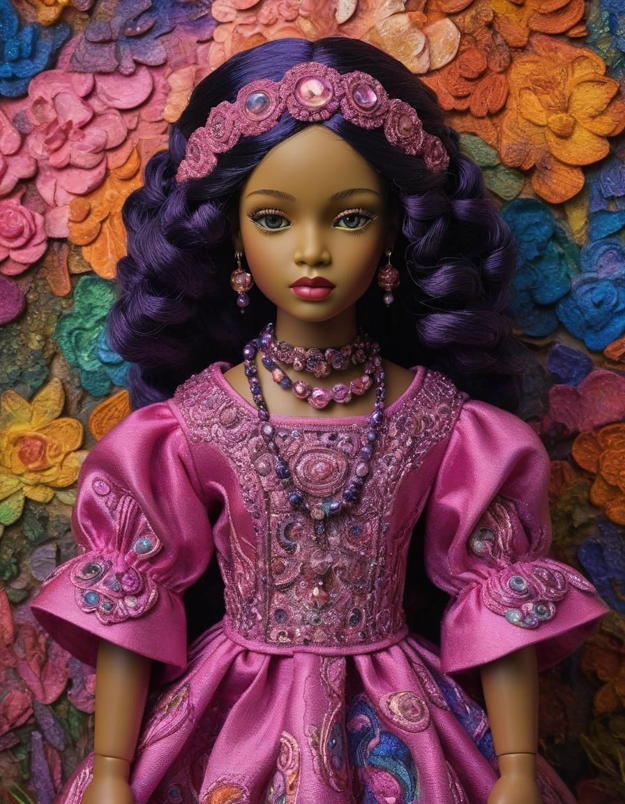 Beautiful Doll Girl in Fauvist Harlem Renaissance Style