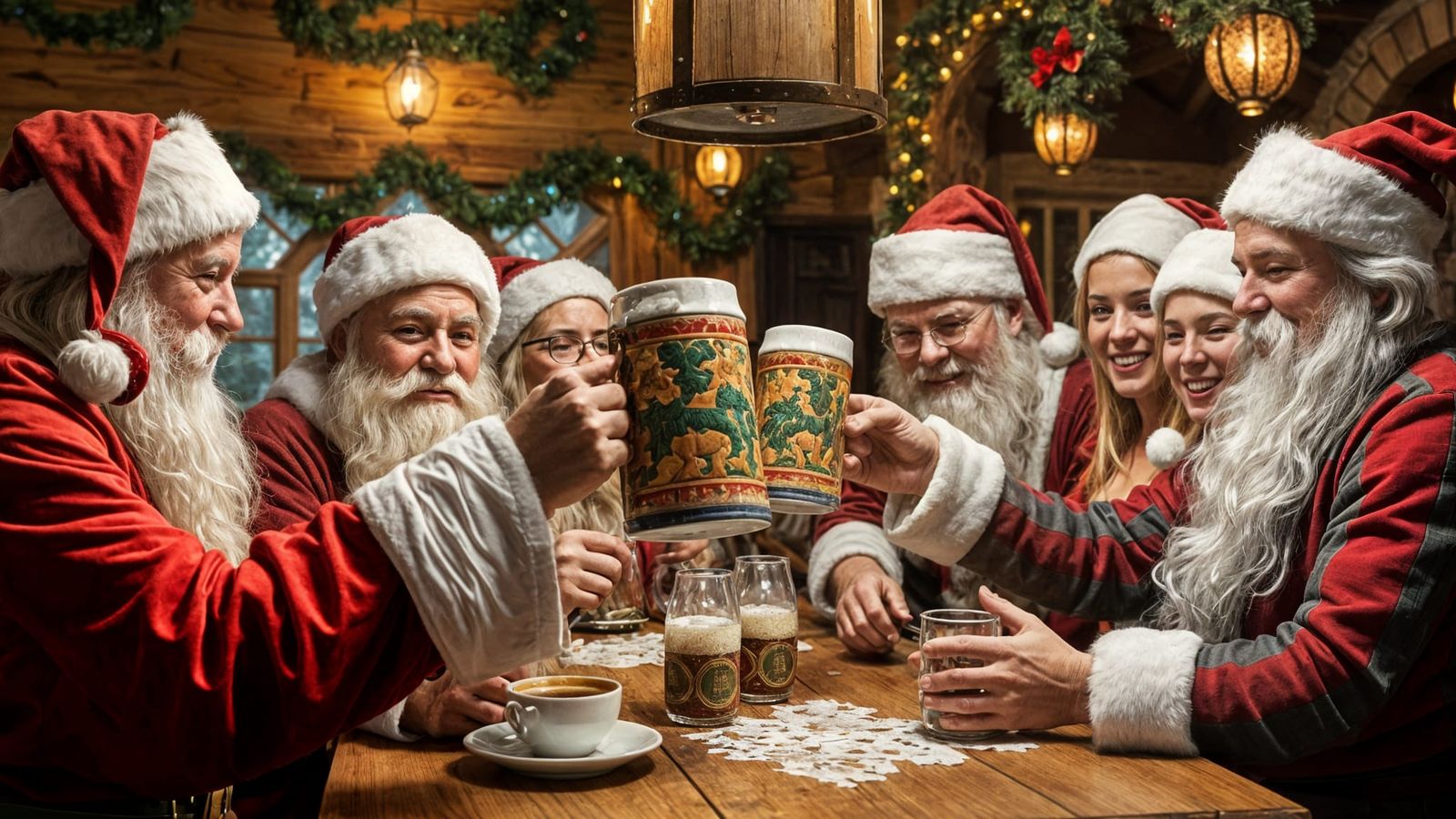 Medieval Santa's Mirthful Gathering in Cozy Inn