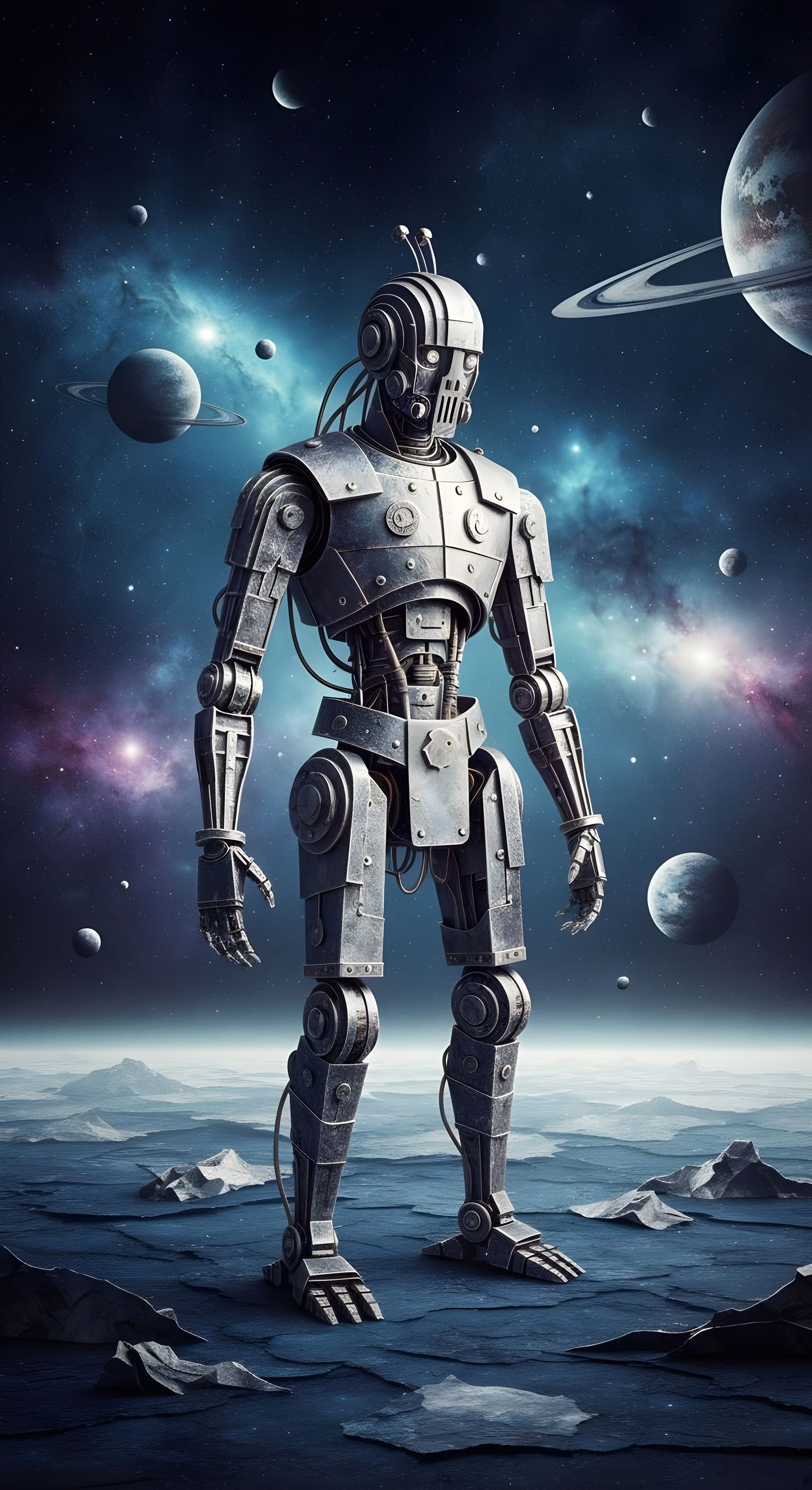 Paper Robot in Cosmic Papercraft Landscape