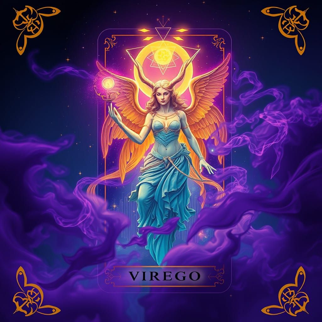 Ethereal Virgo Tarot Card in Dreamlike Fantasy Art