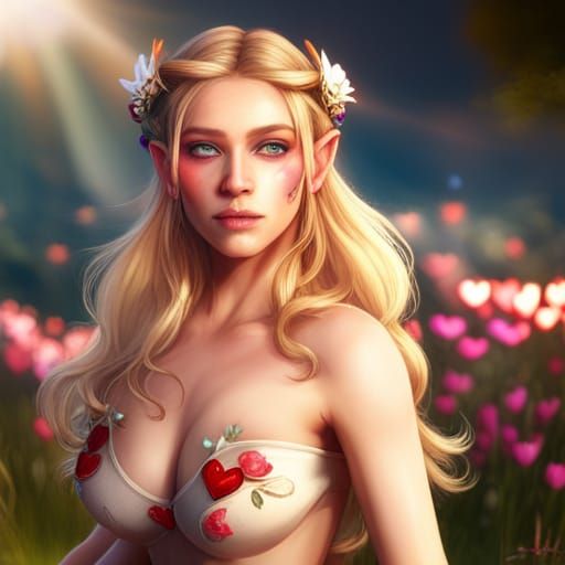 Majestic Elf with Heart Markings in Fantasy Style
