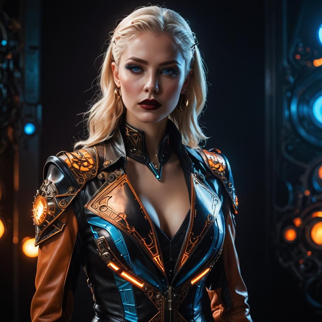 Futuristic Warrior in Art Deco Diabolic Style