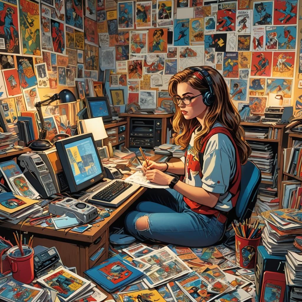 Teenage Girl's Retro Room: 1990s Concept Art