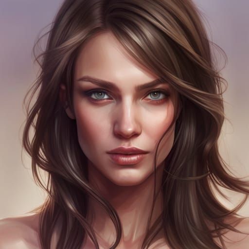 Detailed Portrait of Brown-Haired Girl