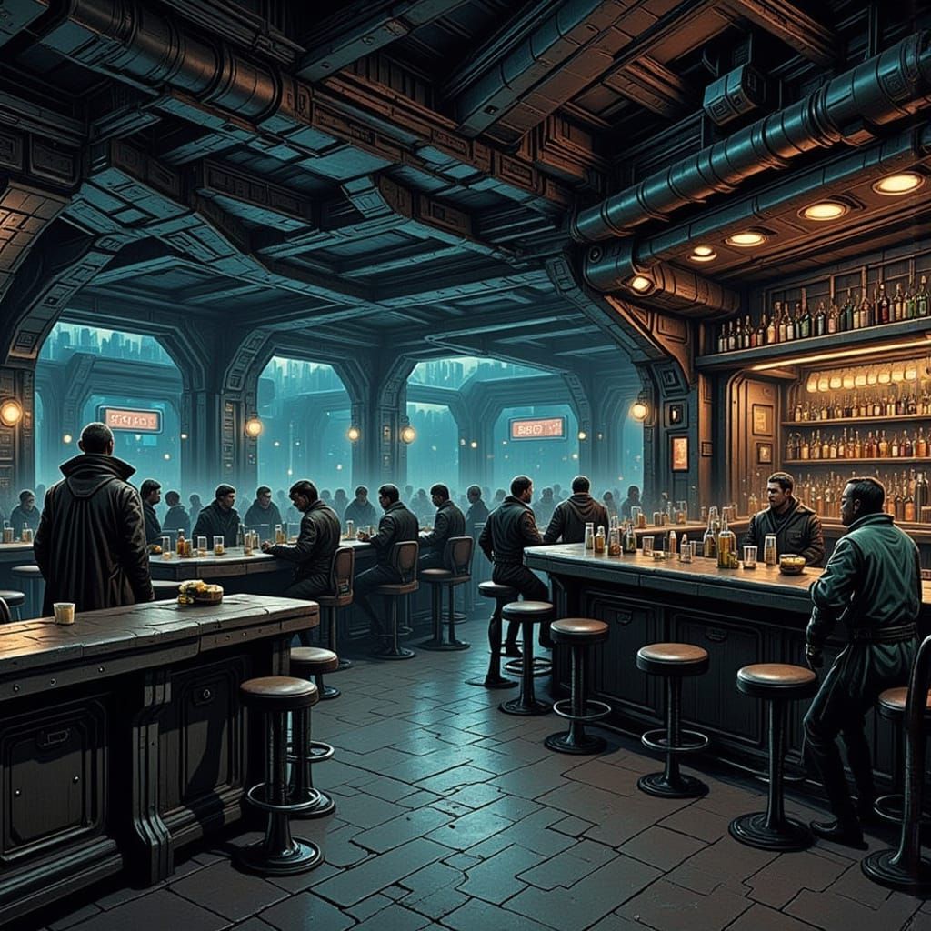 Sci-Fi Mercenary Enters Bar for Secret Meeting