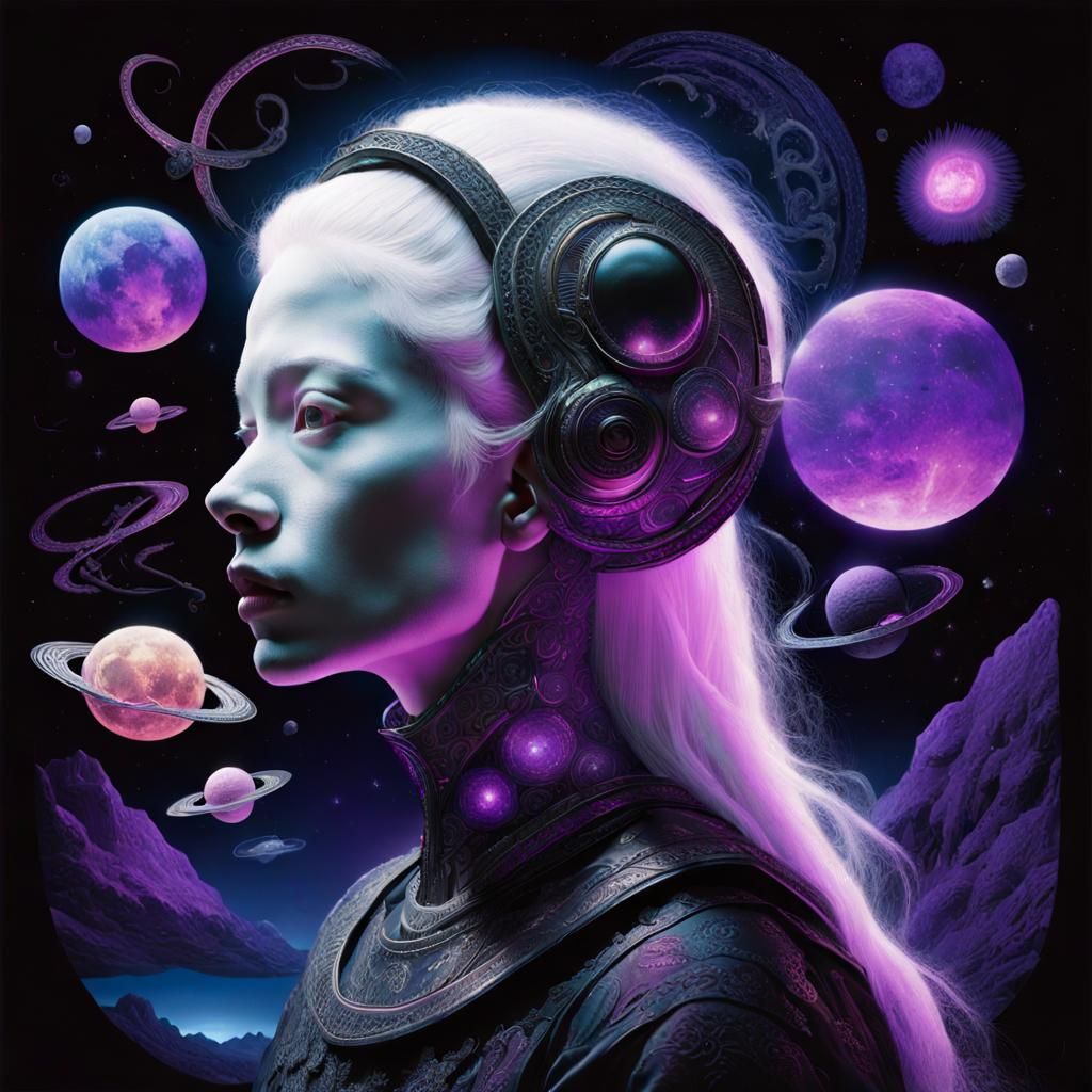 Albino Alien Goddesses in Neon Spacepunk Style