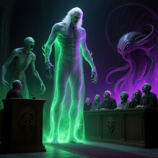 Ghostly Figure Confronts Otherworldly Entity in Cosmic Horro...