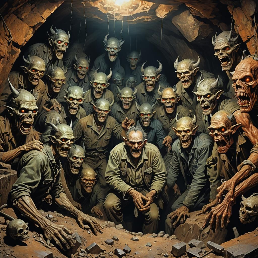 mad man with the demons in the mine pit