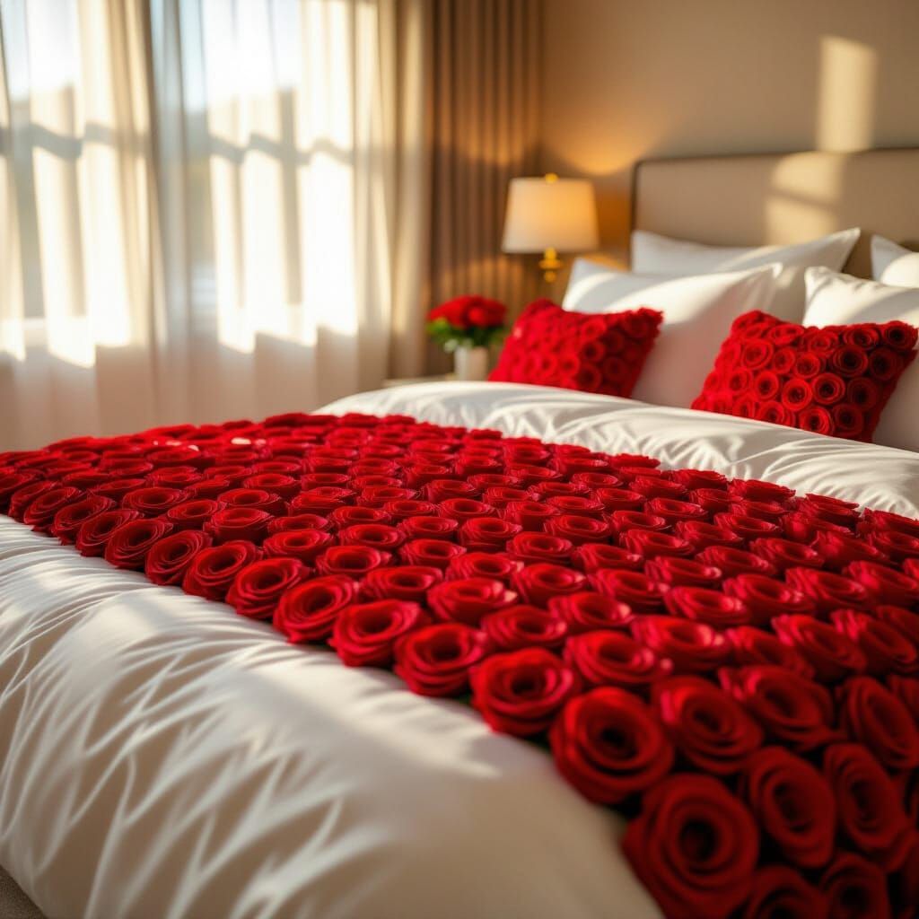 Luxurious Rose Bed in Golden Hour Light