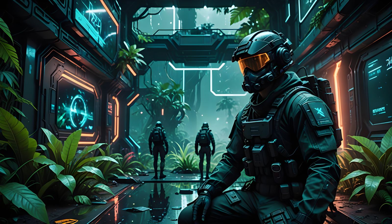 Futuristic Jungle Warfare in Tactical Gear